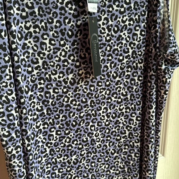 NWT CHARMOUR COOL PURPLE BLACK BEIGE ANIMAL PRINT CHEMISE PJ GOWN 2X - Picture 5 of 8
